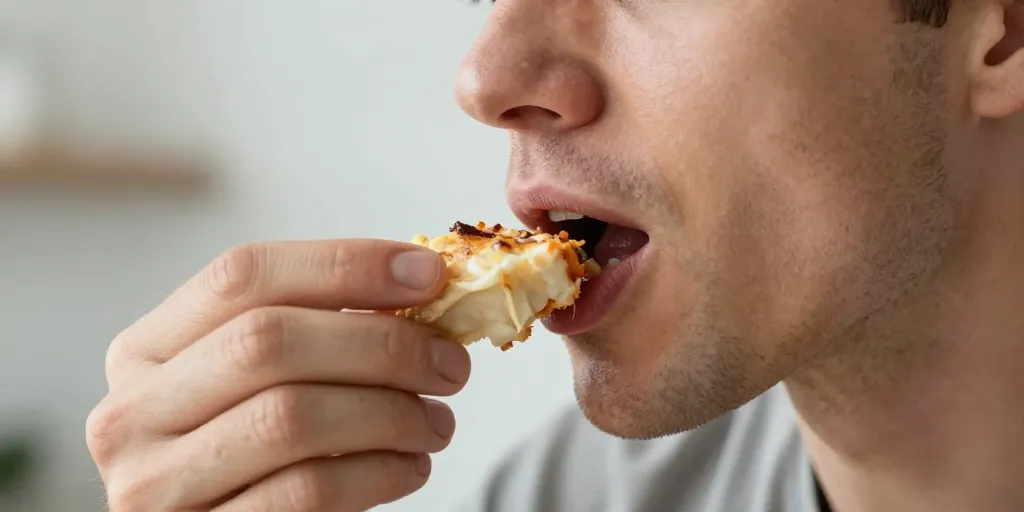 manger la bouche ouverte